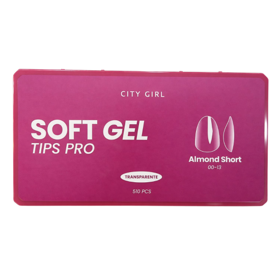 Producto - TIPS SOFT GEL CITY GIRL - ALMENDRA CORTA ( UÑA CONVEXA) 510U