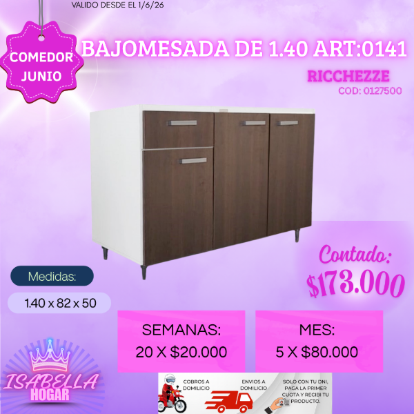 Producto - BAJOMESADA DE 1.40 MELAMINA RICCHEZZE