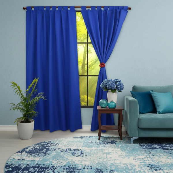 Producto - Juego de Cortinas para Ambiente Azul Tropical Mecánico 140 x 200 cm