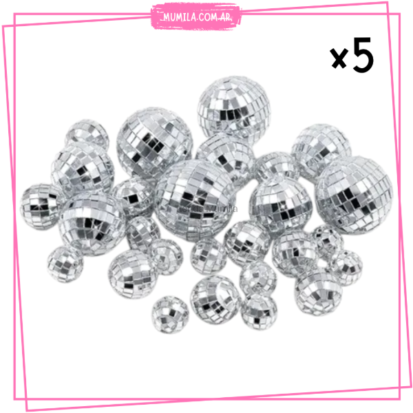 Producto - Esferas espejadas plateadas x5