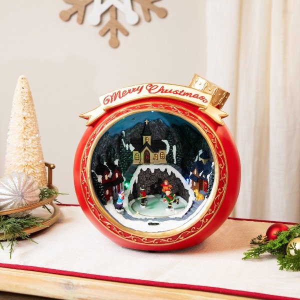 Producto - VILLA NAVIDEÑA MUSICAL C/LUZ Y MOVIMIENTO ESFERA