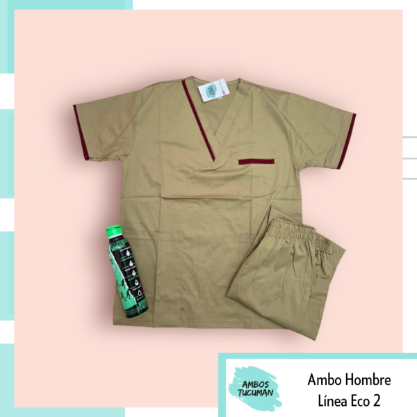 Producto - Ambo Eco Mostaza detalle Bordo