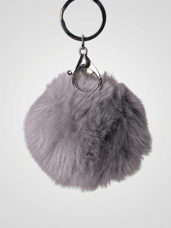 Producto - Llavero Pompon Gris Perla