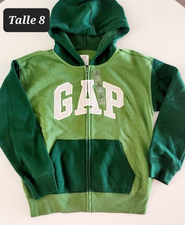Producto - Campera con friza gap talle 8 verde combinada