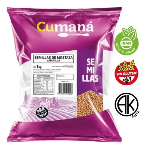Producto - Semillas De Mostaza Amarilla Canada K Sin Gluten Cumana 1Kg