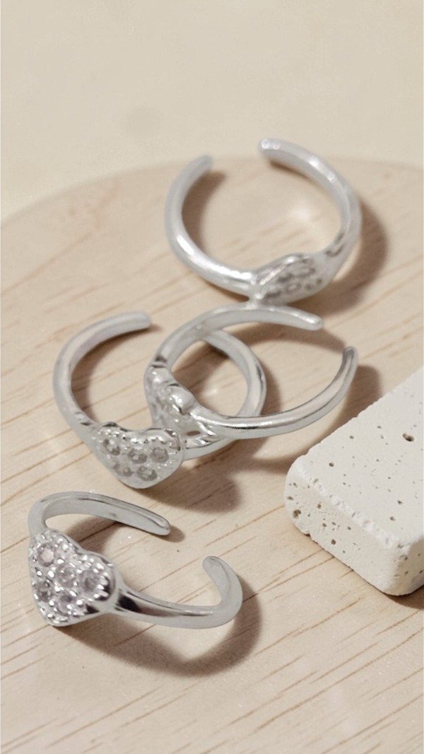 Producto - Anillo de Plata 925 falange abierto corazon y cubics