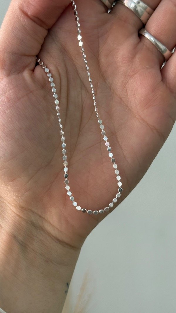 Producto - Choker moneditas mini 35 a 40cm ACERO BLANCO