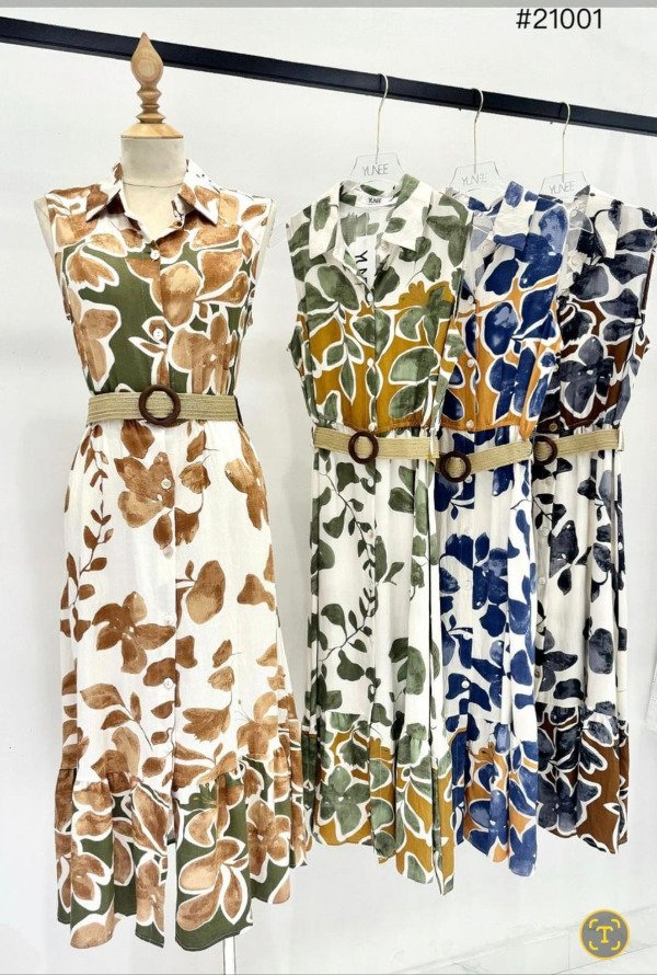 Producto - Vestido Tonos BEIGE CON CINTO TALLE G