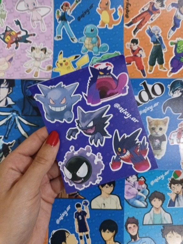 Producto - Plancha de stickers Pokemon Fantasma Gengar / Gastly
