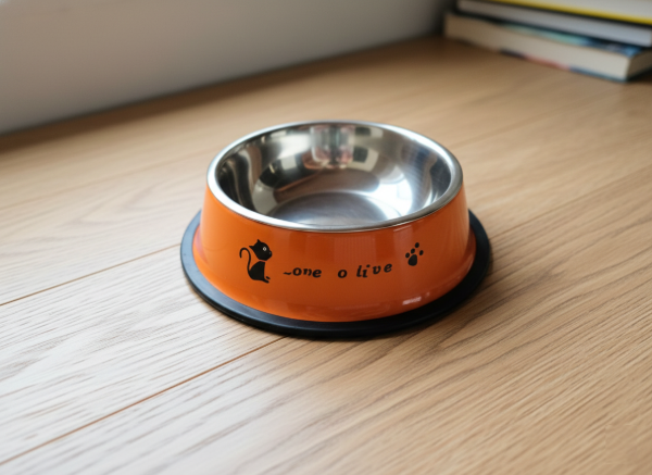 Producto - Plato de acero inoxidable con base antideslizante "Naranja"