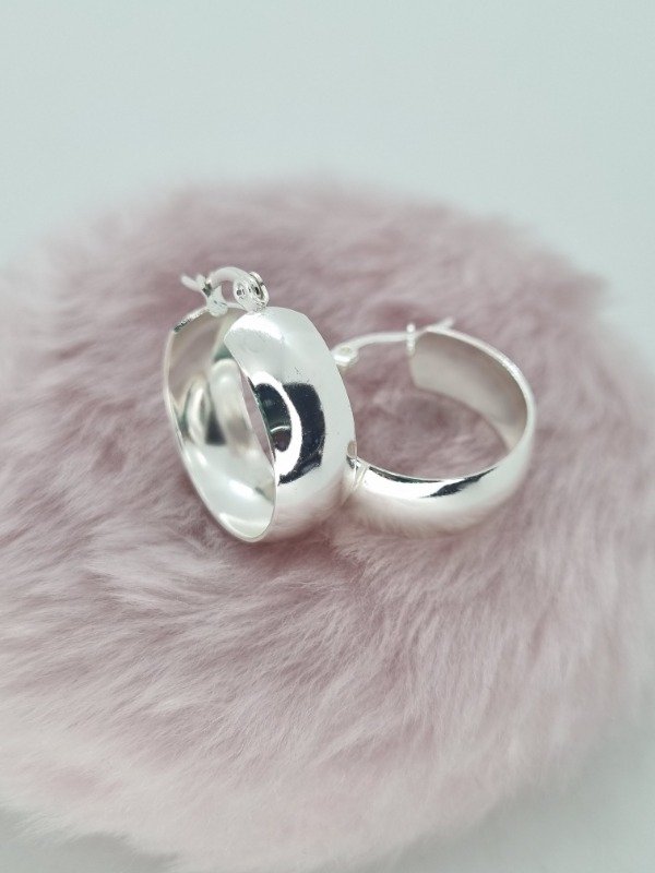 Producto - Aros acero blanco argollita ancha lisa