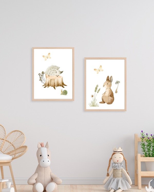 Producto - Cuadros Animales del bosque acuarelas