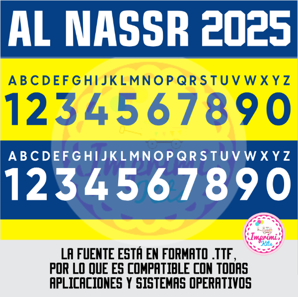 Producto - Tipografia Al Nassr 2025 2026 Camiseta Ronaldo Ttf Otf Letras Numeros Dorsal