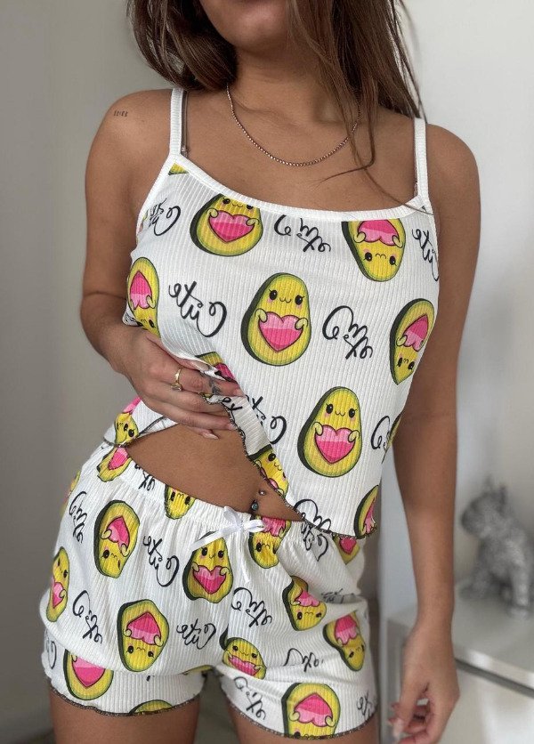 Producto - Pijama de morley PREMIUM short + top - Palta