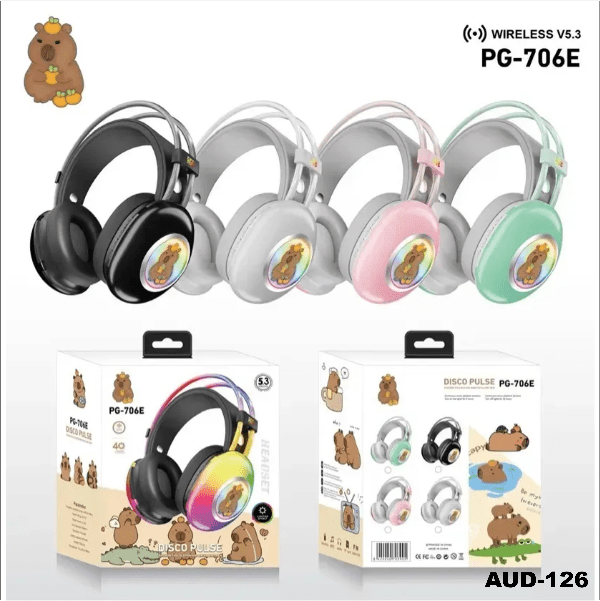 Producto - AURICULAR VINCHA LED BLUETOOTH DISCOPULSE PG706E CAPYBARA