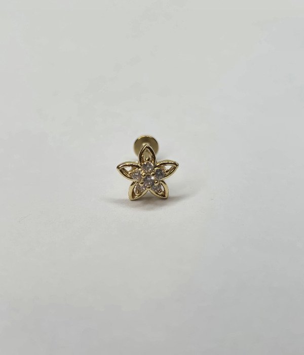 Producto - Labret con flor strass dorado
