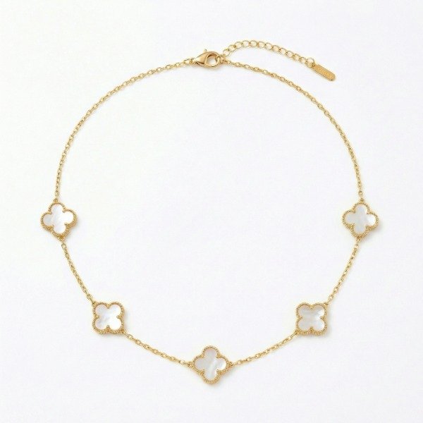 Producto - Collar Trébol De La Suerte - Blanco