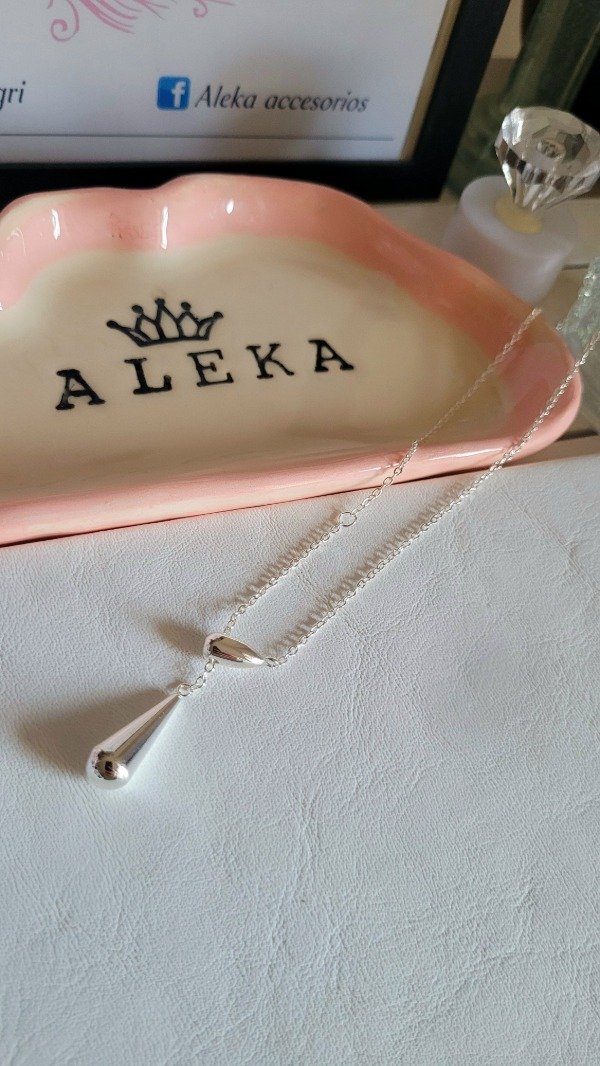 Producto - Collar gota de acero blanco - 2