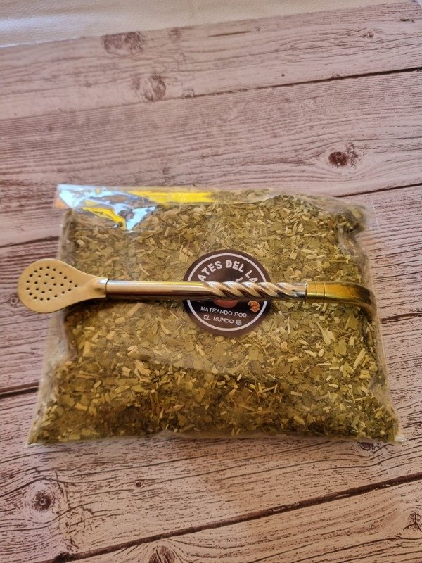 Producto - Bombillon trenzado de Alpaca boquilla dorada - 2