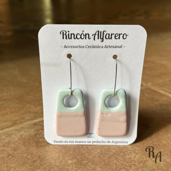 Producto - Pendientes Buenos Aires - conos calados celeste jaspeado y rosa