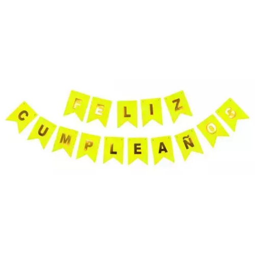 Producto - Banderin Feliz Cumpleaños liso amarillo