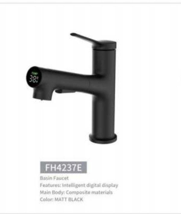 Producto - Grifo Sensor de temperatura Monocomando Canilla extensible Negro 0