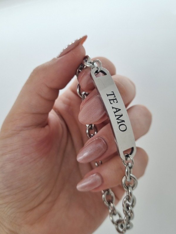 Producto - Pulsera acero quirurgico chapita te amo