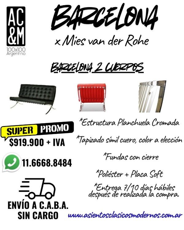 Producto - Sillón BARCELONA 2 Cuerpos, Planchuela Cromada, Tapizado Talampaya!!