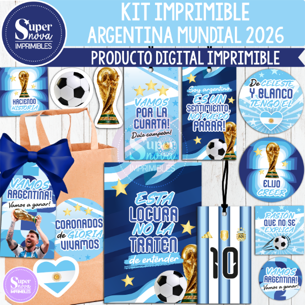 Producto - KIT IMPRIMIBLE ARGENTINA MUNDIAL 2026