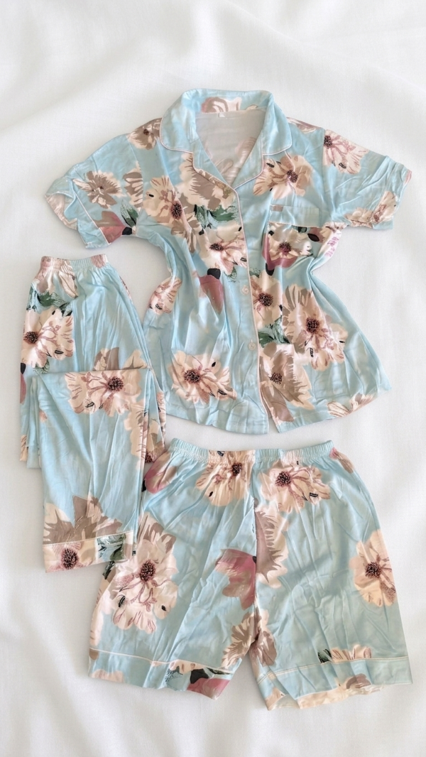 Producto - Pijama 3 piezas Flores - 0