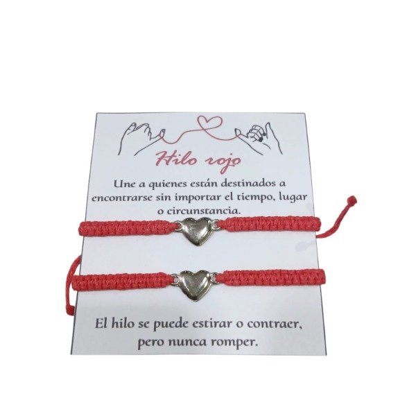 Producto - Pulsera hilo rojo corazon x2