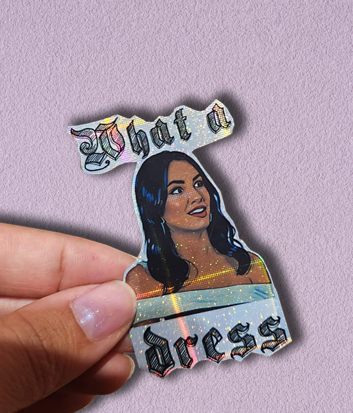 Producto - STICKER HOLOGRÁFICO - LALI #WHAT A DRESS