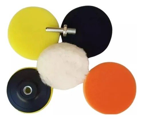 Producto - SET DE PULIDO PARA TALADRO BACKING PLATE 3" + 3 PADS + CORDERO