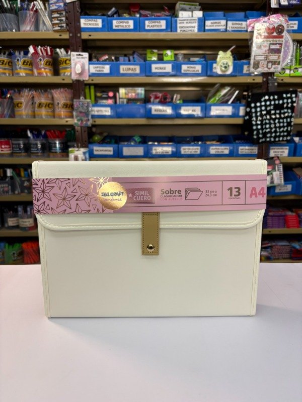 Producto - Sobre clasificador con fuelles símil cuero A4 - "Ibi Craft"