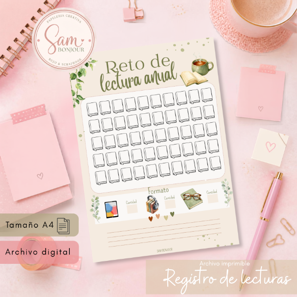 Producto - Archivo Imprimible: Registro anual de lecturas
