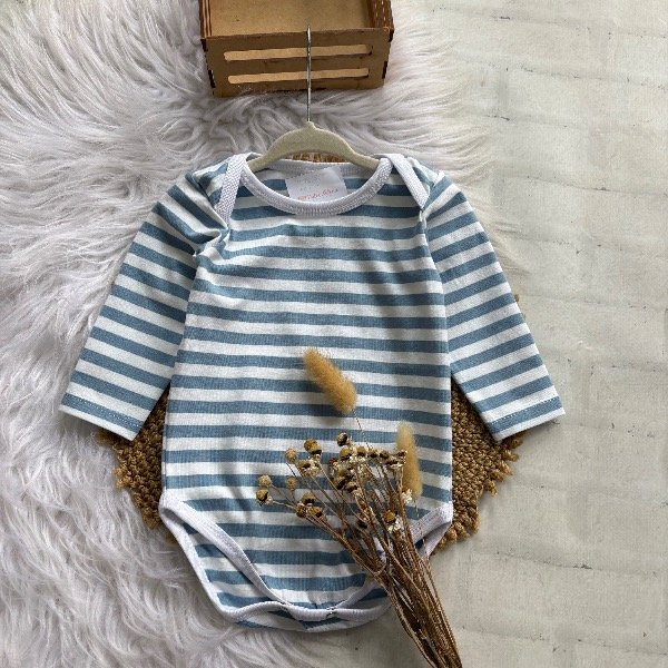 Producto - Body celeste rayado talles hasta 3 años