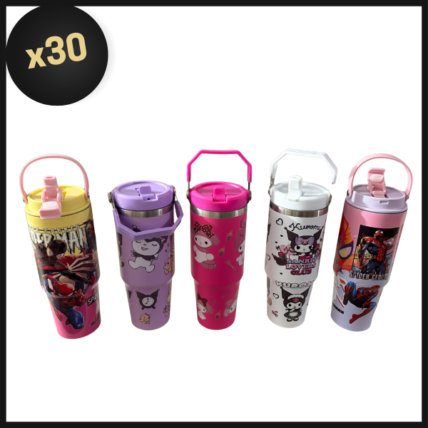 Producto - PROMO BULTO VASO TERMICO FLIP DOBLE PICO CON DISEÑO INFANTIL