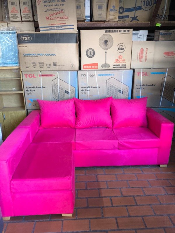 Producto - Juego de living 2 mts con camastro (rosa fucsia) - 1