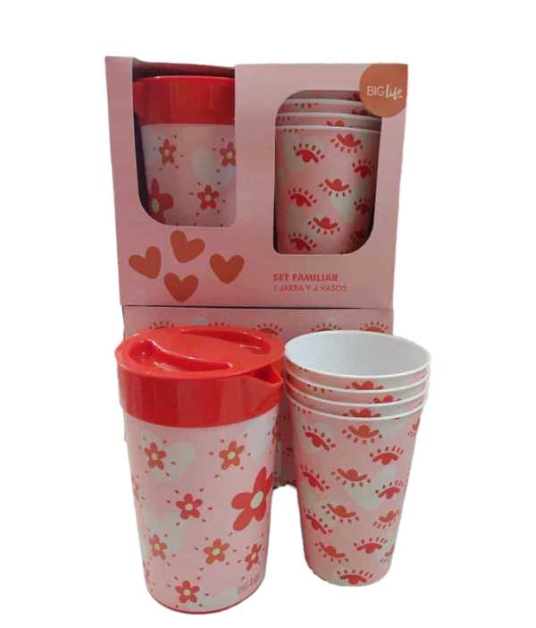 Producto - Set jarra y vaso "Flores"