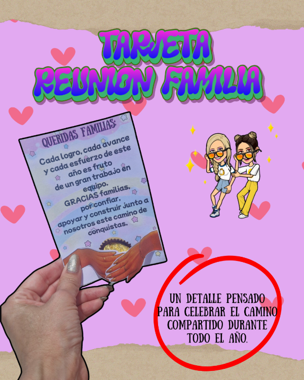 Producto - SOUVENIR PARA FAMILIAS. TARJETA DE AGRADECIMIENTO