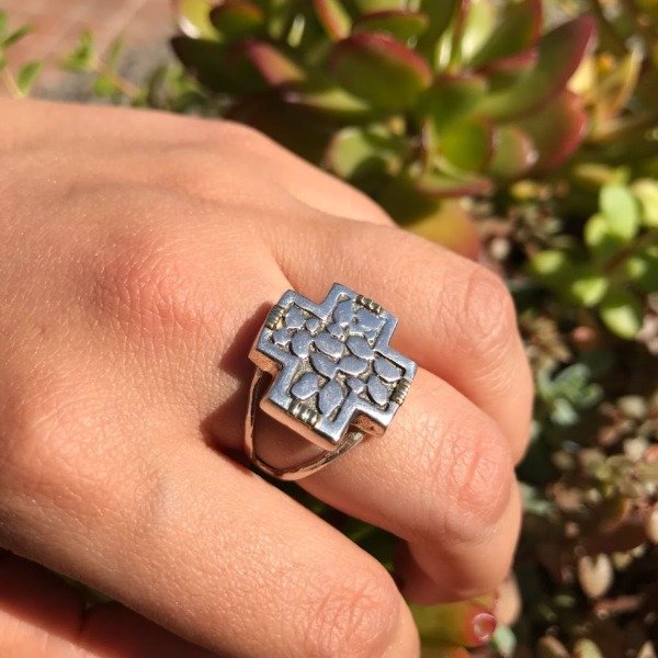 Producto - Anillo Cruz Plata y Oro