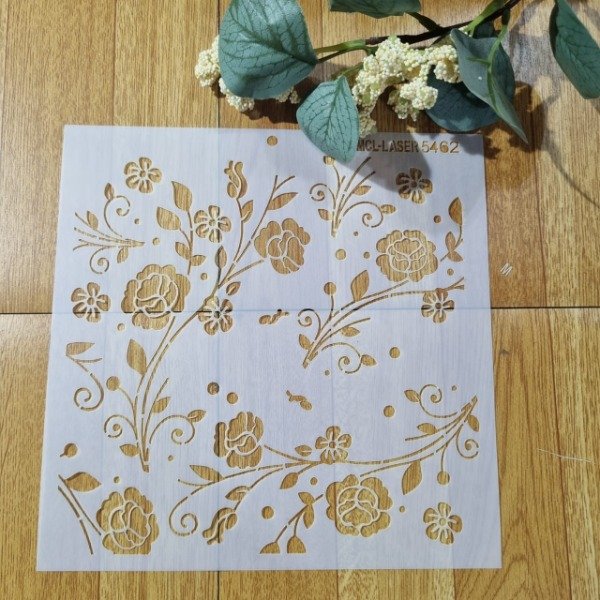 Producto - St 5462 de 20x20 cm Stencil Fondo Flores