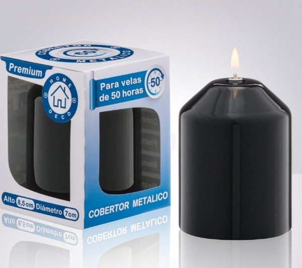 Producto - CAJA X 12 UNIDADES Cobertor metalico para velas de parafina liquida  BLACK