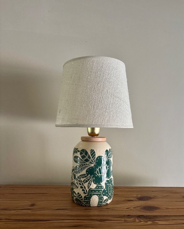 Producto - Lámpara Tambor Flor verde petróleo - ENTREGA INMEDIATA