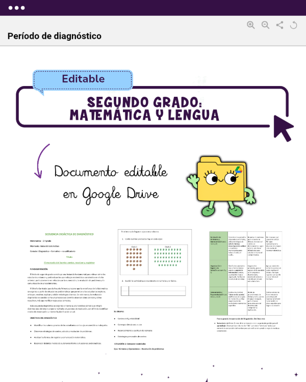 Producto - PERÍODO DIAGNÓSTICO: MATEMÁTICA Y LENGUA - SEGUNDO GRADO