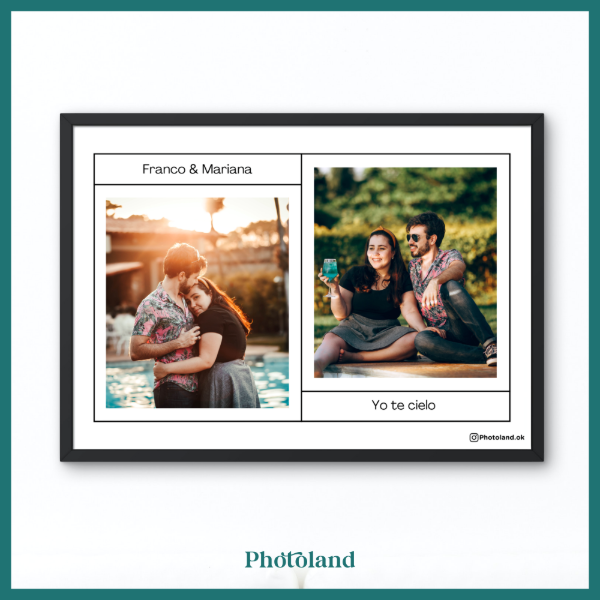 Producto - Lámina para 2 fotos con texto + Portarretrato