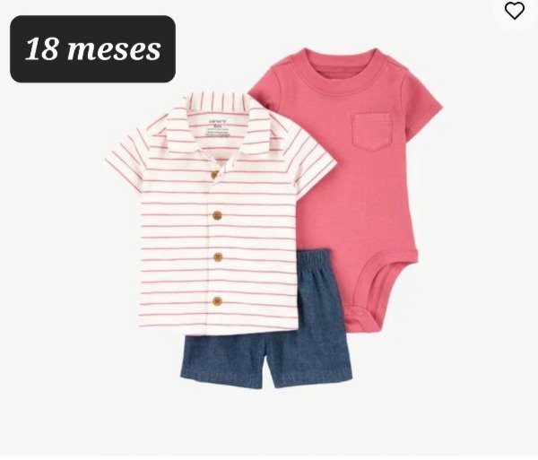 Producto - Trio carters remera, body y short talle 18 meses rojo