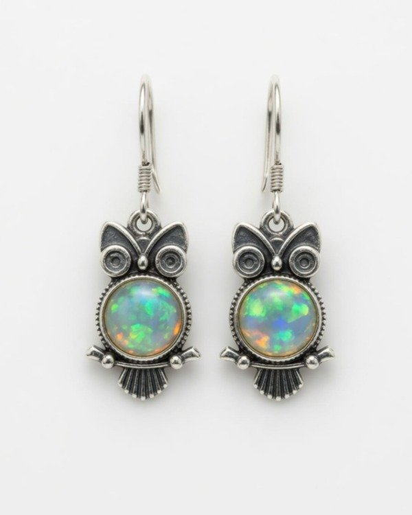 Producto - AROS BUHO EN ÓPALO NATURAL PLATA 925