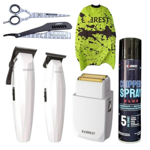 Producto - COMBO EVEREST W CLIPPER + TRIMMER + SHAVER + LUBRICANTE + CAPA + TIJERA Y NAVAJA