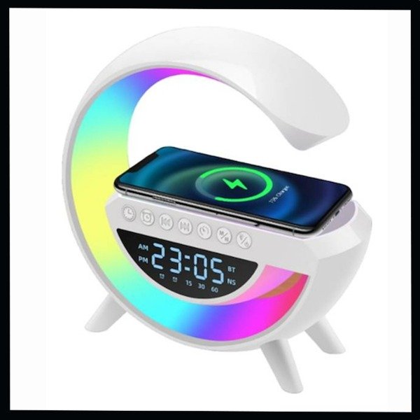 Producto - Parlante Despertador Velador rgb con cargador inalámbrico (G Grande)